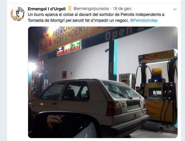 Nova acció espanyolista contra una de les nostres benzineres, ara a Torroella de Montgrí